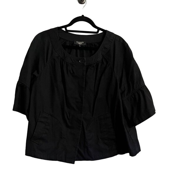 Talbots Neutral Jacket 18W Black Minimalist Workwear Preppy Classic Retro Resort - Picture 1 of 9